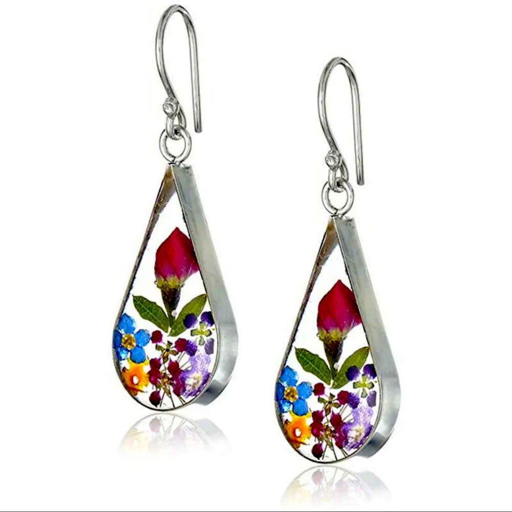 COPY - Simple pressed flower drop earrings